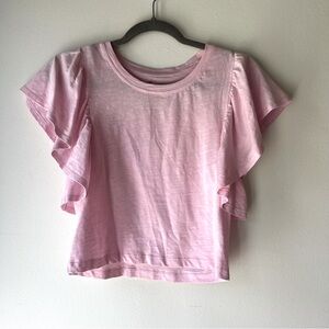 NOBO Pink Flutter Sleeve Tee M | Ruffle Cotton T-Shirt Cottagecore Babycore